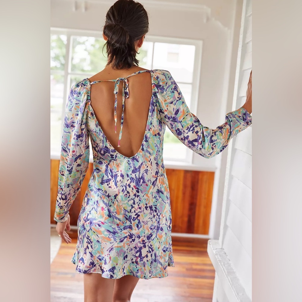 Anthropologie Silk Mini Dress Size Small - Picture 2 of 6